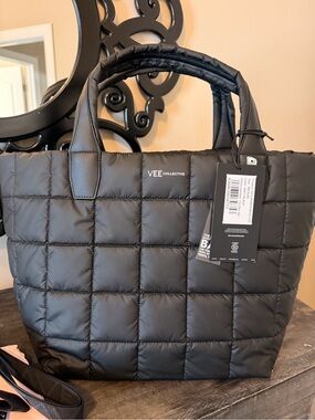Vee Collective Black Quilted Tote Bag medium jennifer Meyer